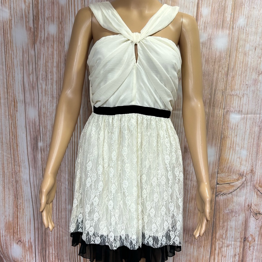Gianni Bini‎ Chiffon and Lace Twist Front Dress